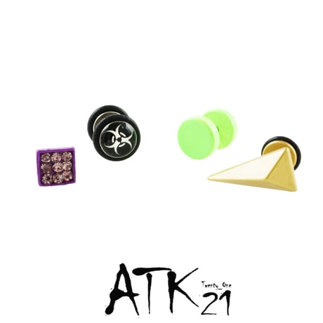 （4点Set）サークルトライアングル ピラミッド 16G パヴェスクエア バーベルピアス ボディピアス 軟骨  ステンレス  メンズ レディース ユニセックス アクセサリー：PBS181106
