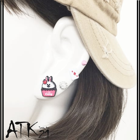 （4点Set）cony パヴェ トランプ バーベルコーン バーベルピアス ボディ 軟骨 スタッド樹脂ポスト ピアス ステンレス  メンズ レディース ユニセックス アクセサリー：PBS181102