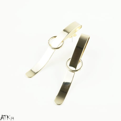 スクエア ロングバー オープンサークル 大人ピアス ゴールド スタッドピアス レディース アクセサリー：PSL171202