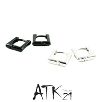両耳用（2点セット）シンプル スクエア フープピアス リングピアス ブラック シルバー 18G  メンズ レディース ユニセックス アクセサリー：PHB180701 S