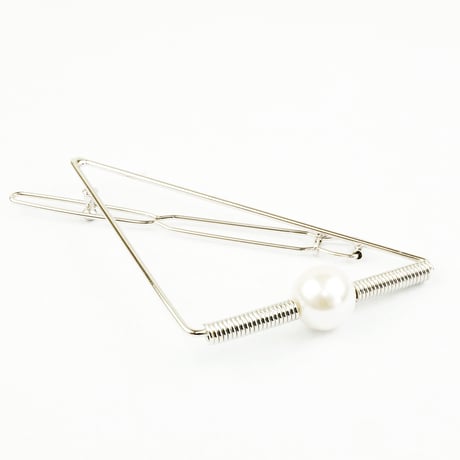 トライアングルクリップ フレームピン 一粒パール ヘアクリップ 髪留め 髪飾り ヘアアクセサリー：HP160601