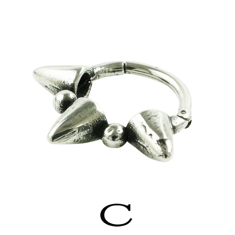 片耳用（1個売り）釘 有刺鉄線 コーン モチーフ リングピアス フープ