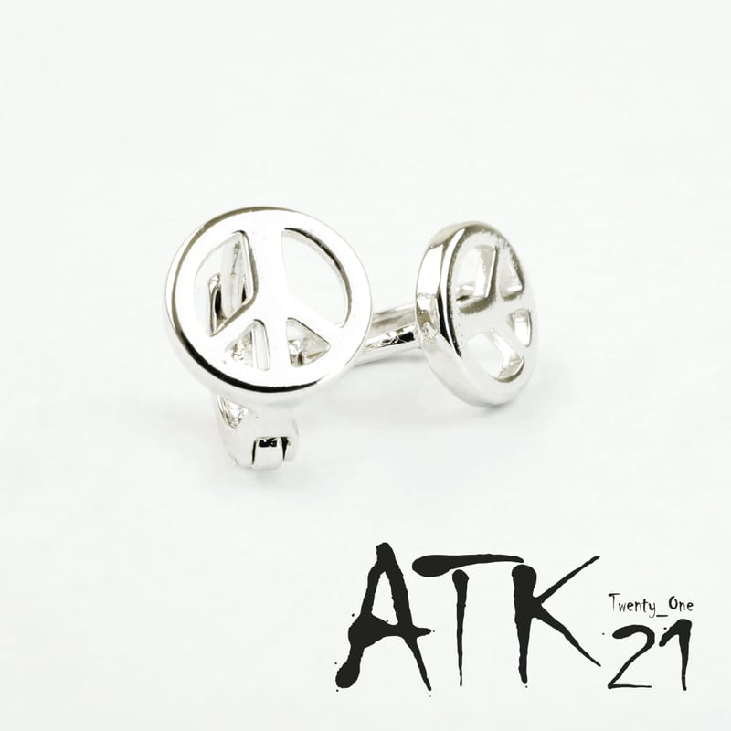 両耳用（2個セット） ピースマーク フープ リング ミニ プチ ピアス