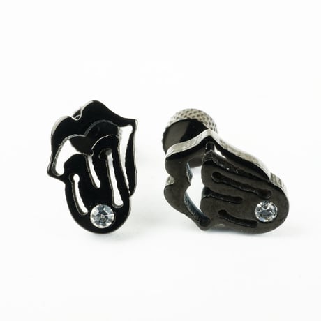 両耳用（2個セット） ローリングストーンズ  ベロ出しリップ  バーベルピアス メンズ レディース ステンレス Surgical Steel316L ブラック ホワイト アクセサリー：MP160208