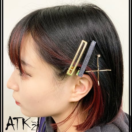 (4点セット）スクエア  シンプル オープンスクエア ヘアピン ビジュー  ヘアクリップ ダッカール 髪留め  しっかりホールド 簡単ヘアアレンジ レディース ヘアアクセサリー