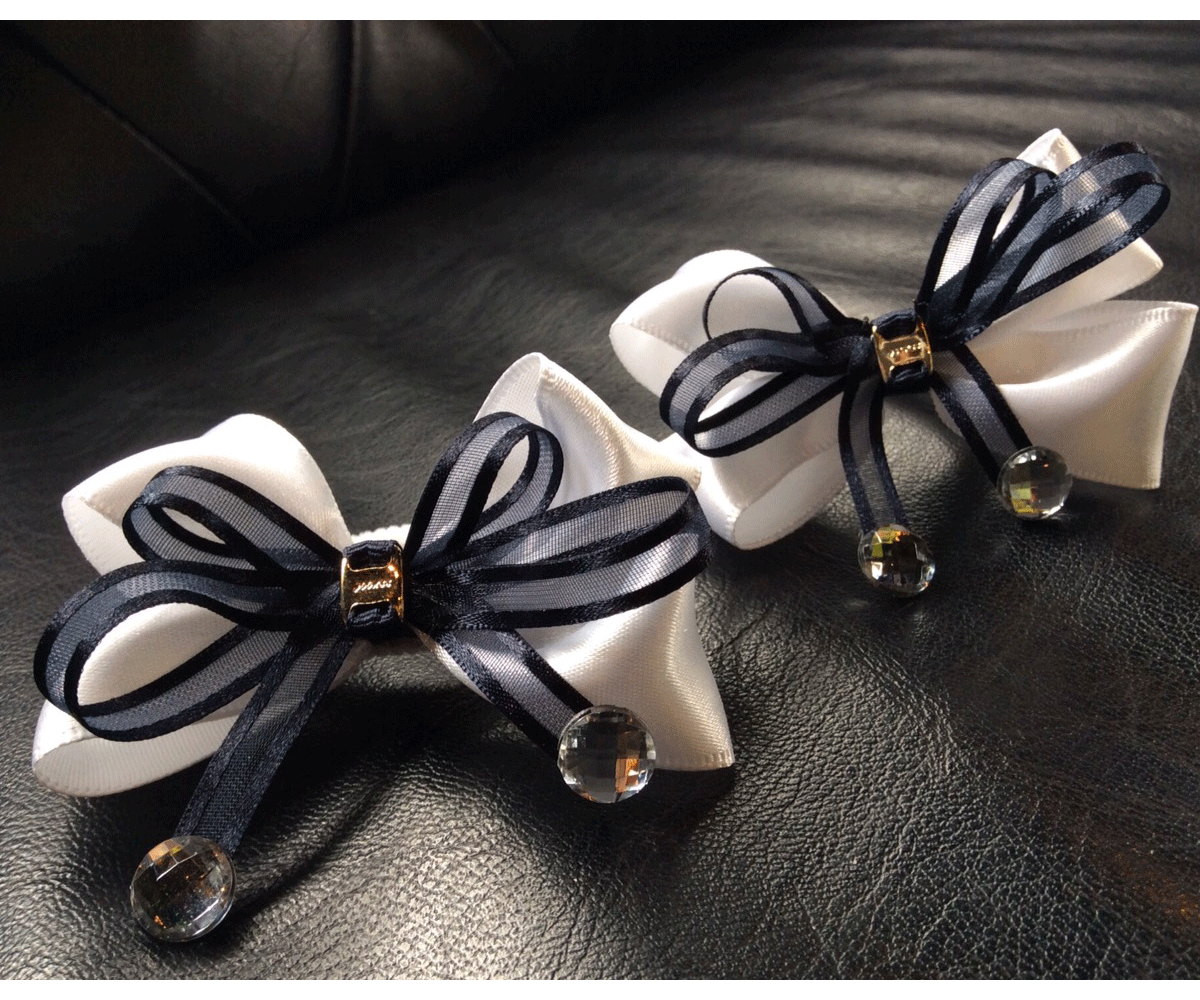 2個セット） リボン ストーン ヘアゴム ツインテール キッズ