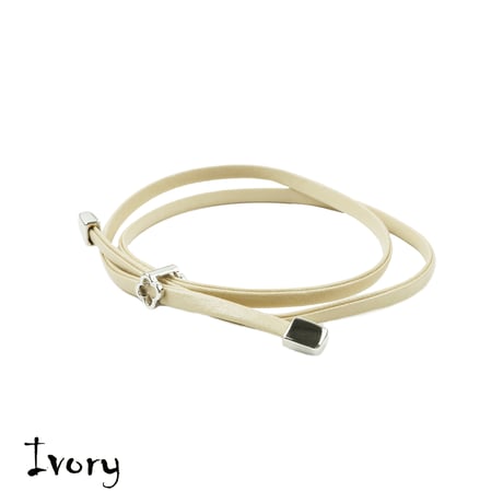 クローバー チャーム レザー ２連 タイト ブレスレット シンプル レディース アクセサリー：BL191201