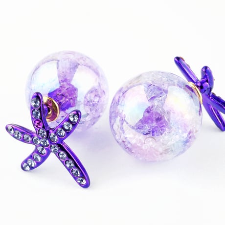 シースター クラックボール バックキャッチピアス 2way マリンモチーフ レディース アクセサリー おしゃれ：PBK160301