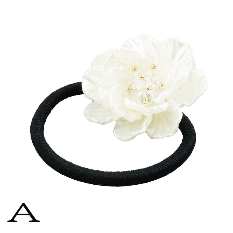 フラワー 立体感 真っ白お花 ヘアゴム ヘアポニー 髪留め 簡単ヘア