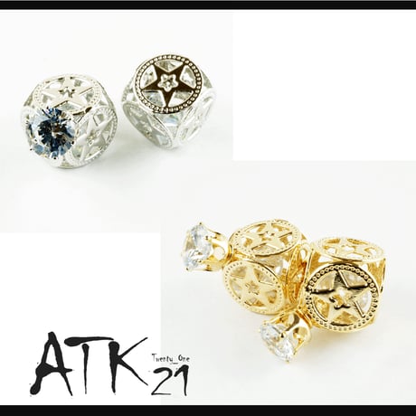 ビジュー スター シルバー ゴールド バックキャッチピアス 2way おしゃれ 大人レディース アクセサリー