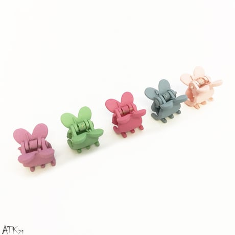 （5個セット） ラビット うさぎ  マット パステルカラー ミニバンスクリップ プチヘアクリップ かわいい キッズ レディース ヘアアクセサリー：HBS171001