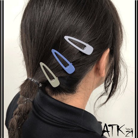 オープン トライアングル マットカラー クリップピン ダッカール シンプル 無地 前髪 艶消し レディース ヘアアクセサリー：HD190305