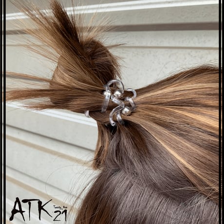 (2点セット)クリアスプリングゴム ヘアゴム 透明 シルバーボール ゴールドボール ヘアポニー 髪留め メンズ レディース ユニセックス ヘアアクセサリー：HGS200502