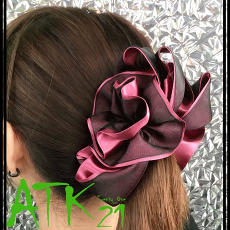 ボリューム リボン シフォン バナナクリップ レディース ヘアクリップ ヘアアクセサリー：HBN131001