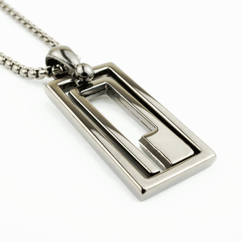 Gプレートネックレス シンプル クール シルバー ブラックシルバー