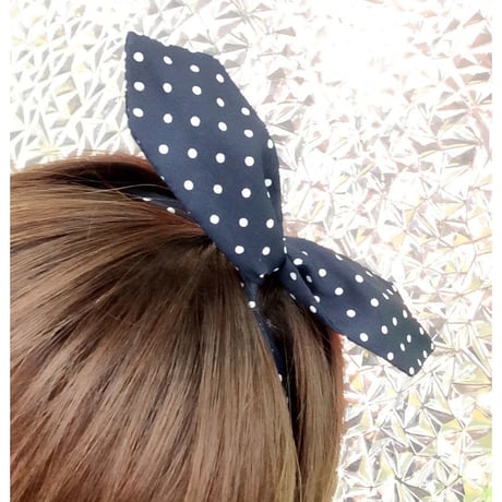ワイヤー リボン ドット レース うさ耳 カチューシャ キッズ アクセサリー パーティ レディース ヘアアクセサリー：HK160203