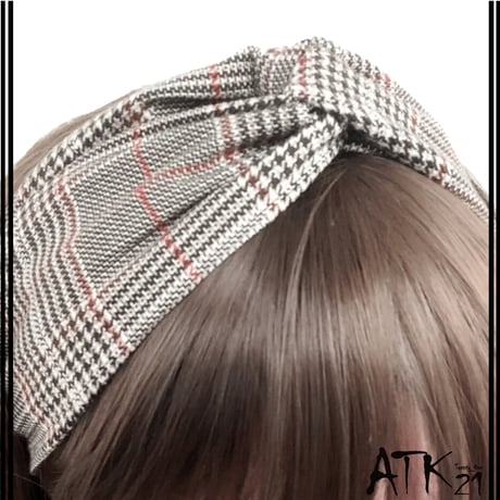 タータンチェク ツイスト ヘアーターバン ヘアバンド  簡単ヘアアレンジ レディース ヘアアクセサリー：HT181201