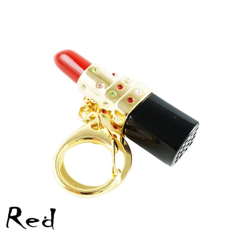 ルージュモチーフ キーリング リップ 口紅 チャーム ラインストーン 口紅 キーホルダー アクセサリー レディース 小物：KR190101