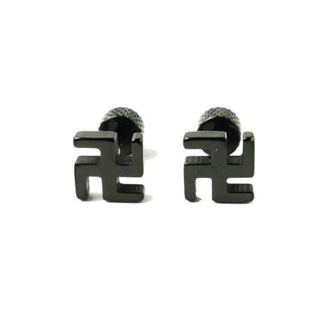 両耳用（2点セット）卍 まんじ モチーフ 16G ステンレスピアス スレートバーベル 軟骨 ボディピアス メンズ レディース ユニセックス アクセサリー：MPS181002
