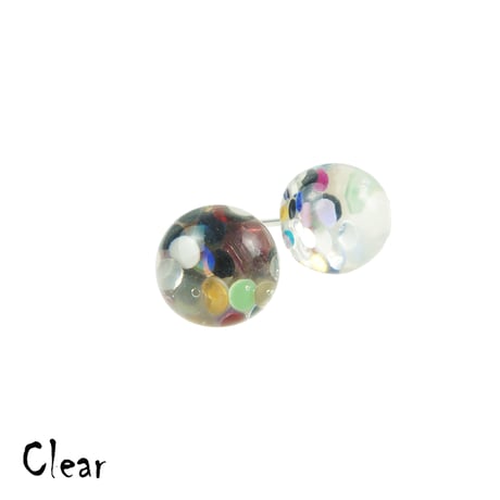 (2点セット）ラメ入り クリア ドーム ピアス スタッド キラキラ 涼しげ 大人可愛い カジュアル フェミニン レディース アクセサリー：PS190402