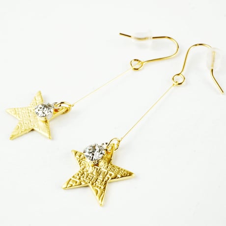 スター 星 スウィング 揺れる 一粒ストーン ピアス カジュアル 華奢 シルバー ゴールド レディース アクセサリー:PL160201