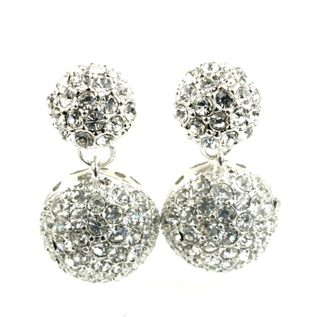 パヴェ ボール バックキャッチ ピアス 2way ゴージャス キュービックジルコニア シルバー ゴールド レディース アクセサリー