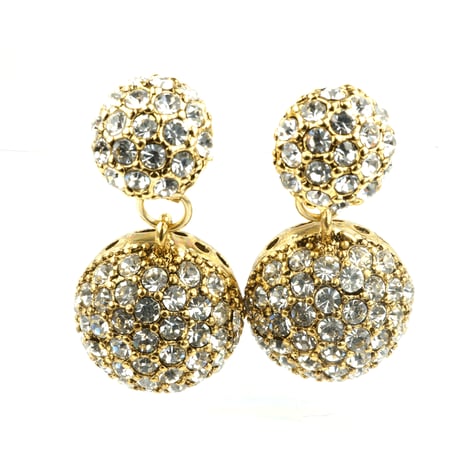 パヴェ ボール バックキャッチ ピアス 2way ゴージャス キュービックジルコニア シルバー ゴールド レディース アクセサリー