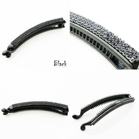 3連 ラインストーン バナナクリップ シンプル 上品 きれい目コーデ 簡単ヘアアレンジ レディース ヘアアクセサリー：BNN170301