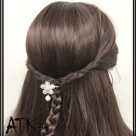 フラワー ヘアピン ホワイト パール ヘアピン 簡単ヘアアレンジ 髪どめ 前髪 キッズ レディース ヘアアクセサリー ：HA190802