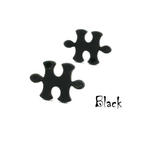 パズルピース モチーフ ピアス  スタッドピアス  ブラック ホワイト メンズ レディース ユニセックス アクセサリー：PKS180702