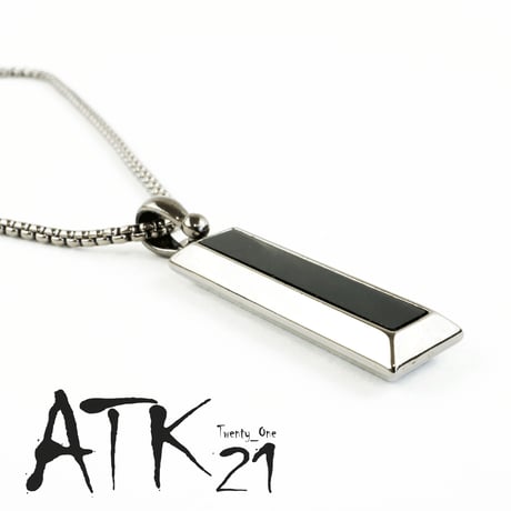 スクエア バー ブラック ホワイト リバーシブル 2way シンプル ネックレス メンズ レディース ユニセックス アクセサリー：MNB160801