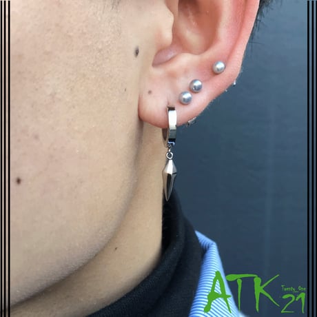 両耳用（2点セット）スパイク コーン 揺れる フープピアス 18G ステンレスピアス Surgical Steel 316L メンズ レディース ユニセックス アクセサリー：HPS190103