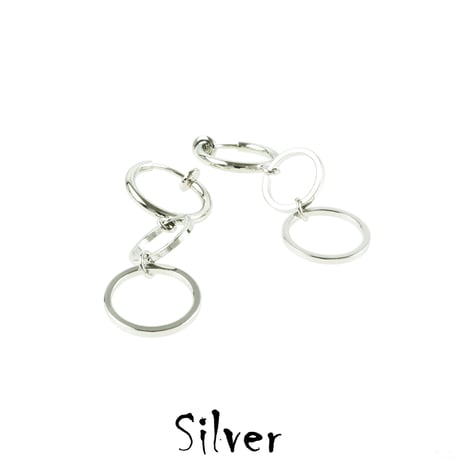 両耳用（2点セット）シンプル 3連フープフェイクピアス ノンホール パイプイヤリング メンズ レディース ユニセックス アクセサリー：FP190705