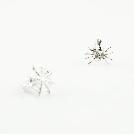 両耳用（2個セット）蜘蛛 蜘蛛の巣 クモ クモの巣 モチーフ ミニフープピアス 18G シルバー ブラック シンプル メンズ レディース ユニセックス アクセサリー：HPB170702