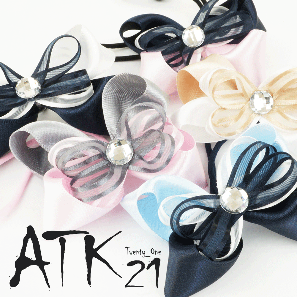 2個セット） リボン ストーン ヘアゴム ツインテール キッズ