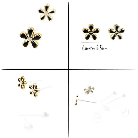 (4点セット）フラワーモチーフ ボール 樹脂ピアス 透明ピアス 18G ゴムキャッチ アクリル メンズ レディース ユニセックス アクセサリー：PSS200107