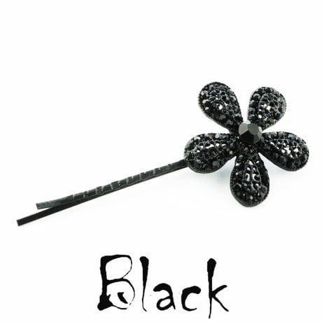 Black ブラック 透かし フワラー キラキラ ヘアピン ピン アメピン アメリカピン 髪どめ まとめ髪 レディース 大人 ヘアアクセサリー：HA170302