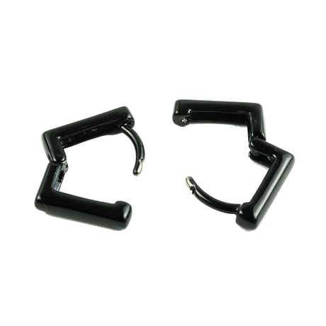 両耳用（2点セット）シンプル スクエア フープピアス リングピアス ブラック シルバー 18G  メンズ レディース ユニセックス アクセサリー：PHB180701 S