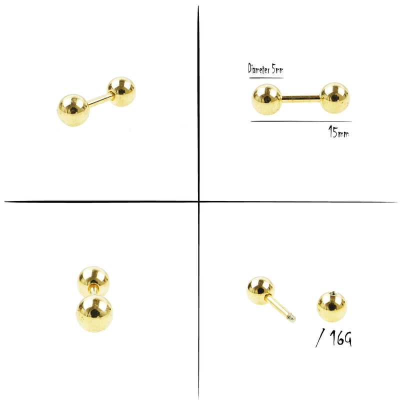 片耳用（1個売り）シンプル ボール バーベルピアス ボディピアス
