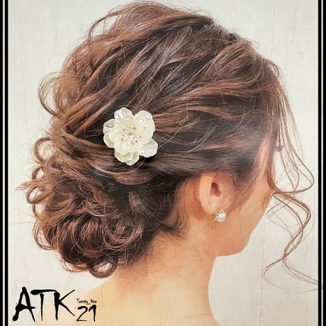フラワー お花 white 真っ白 コーム U字簪 かんざし 夜会巻き 浴衣 着物 髪飾り ヘアアレンジ レディース  韓国ヘアアクセサリー 送料無料