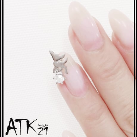 両耳用（2点セット）バンビモチーフ 一粒ストーン スタッド ピアス Silverpost925 シルバー ゴールド メンズ レディース ユニセックス アクセサリー ：PS180601