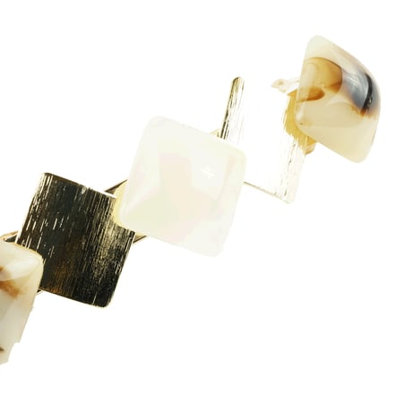 スクエア べっ甲 モチーフバレッタ 上品 リッチ 大人アクセ ヘアクリップ 髪留め 簡単ヘアアレンジ レディース ヘアアクセサリー：HBR180201