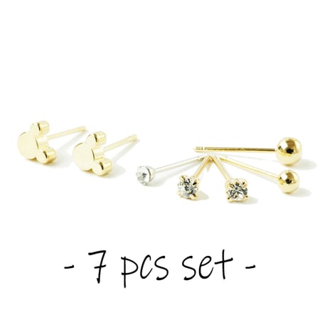 (7点セット）ミッキー モチーフ スタッドピアス セットピアス メンズ レディース  ユニセックス アクセサリー
