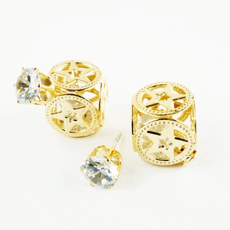 ビジュー スター シルバー ゴールド バックキャッチピアス 2way おしゃれ 大人レディース アクセサリー