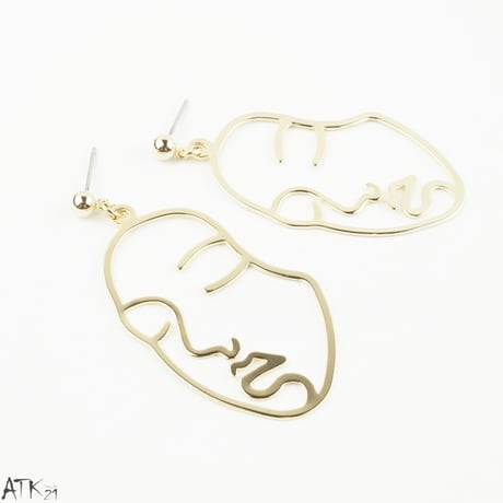 フェイスモチーフ ピアス スタッドピアス 顔 メタル ゴールド ユーモア おもしろ メンズ レディース ユニセックス アクセサリー：PKL170905