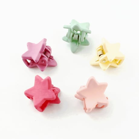 （5個セット） スター ☆ パステルカラー ミニバンスクリップ プチヘアクリップ かわいい キッズ レディース ヘアアクセサリー：HBS170204