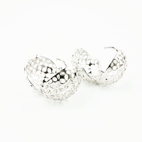 両耳用（2個セット）透かし  ボール フープピアス 18G シルバー ブラック シンプル 上品  レディース アクセサリー:HPB170503