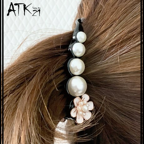 お花 パール フラワー 小さめ バナナクリップ ヘアクリップ レディース 簡単ヘアアレンジ ヘアアクセサリー