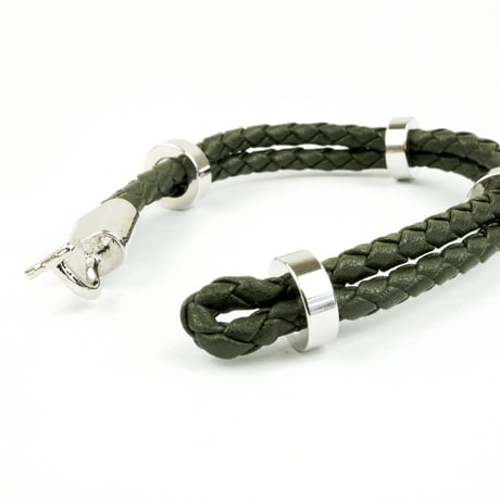 ２連 ２ライン ３リング レザーブレスレット メンズブレスレット メンズアクセサリー ユニセックス アクセサリー：MB140203