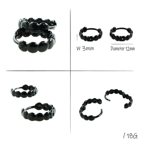 両耳用（2個セット）シンプル  シルバー ブラック フープ リング ピアス メンズ レディース ユニセックス アクセサリー